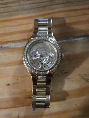 Guess Gold Tone Crystal Accent Women's Watch